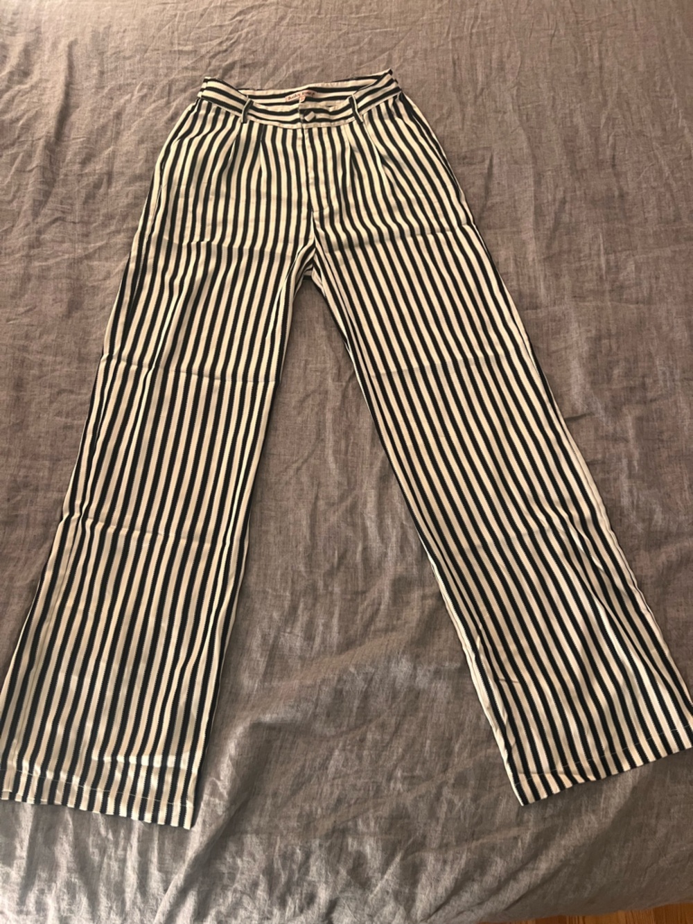 Silky Black & White Striped Wide Leg Trousers - Women